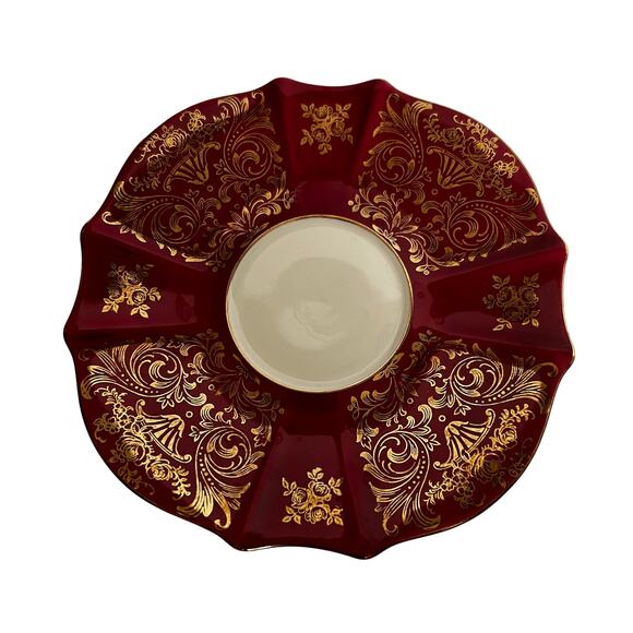 VTG Alka Kunst Bavaria 22K Gold Burgundy Tea Cup & Saucer Maroon Floral Scroll - Picture 4 of 10
